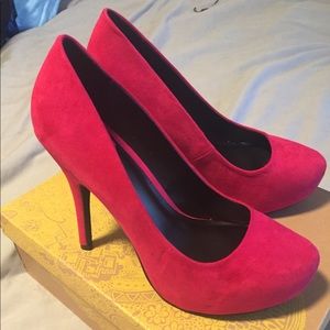 Hot pink high heels